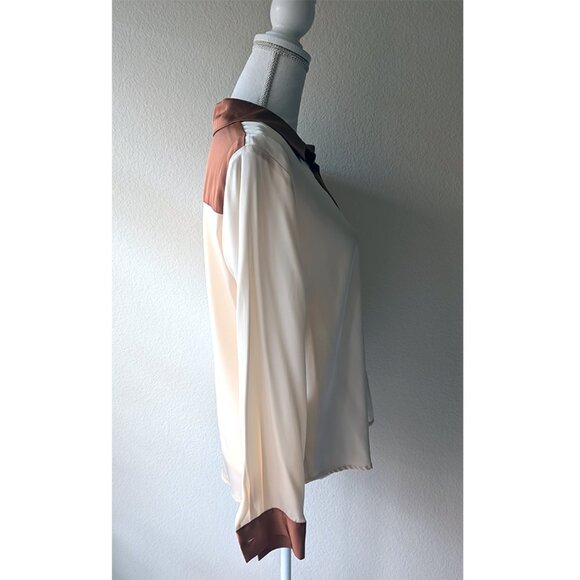 LilySilk Women Casual Color Block Silk Shirt - Size M - Picture 3 of 13